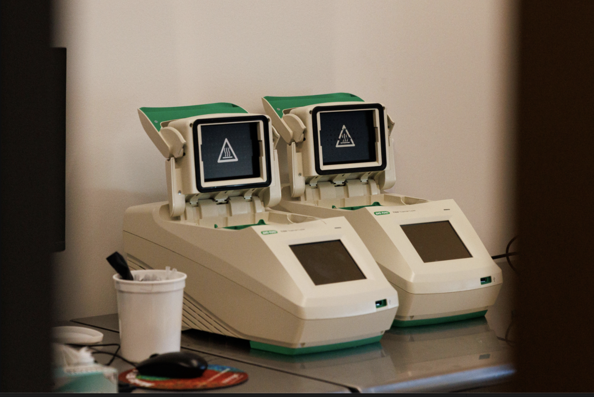 Two Bio-Rad machines resting on the table in Everitt Laboratory at the University Nov. 10.